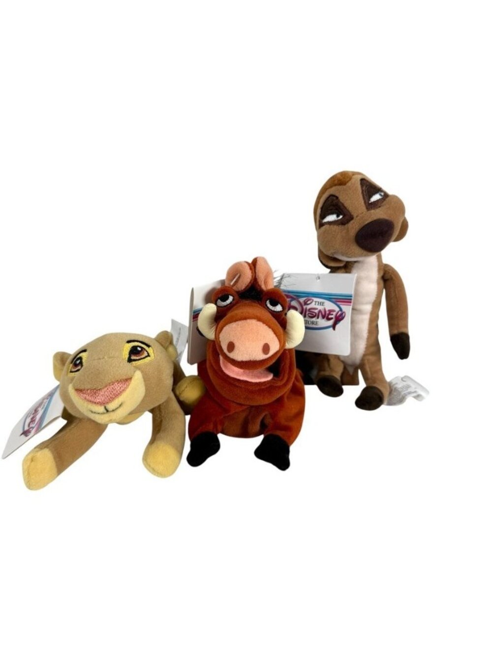 Disney Store Lion King Simba Pumba & Timon Mini Bean Bag Plush 8" Lot Of 3 NEW